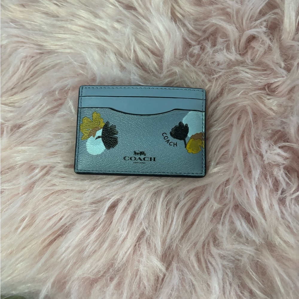Coach Gray and Yellow Floral Card Holder